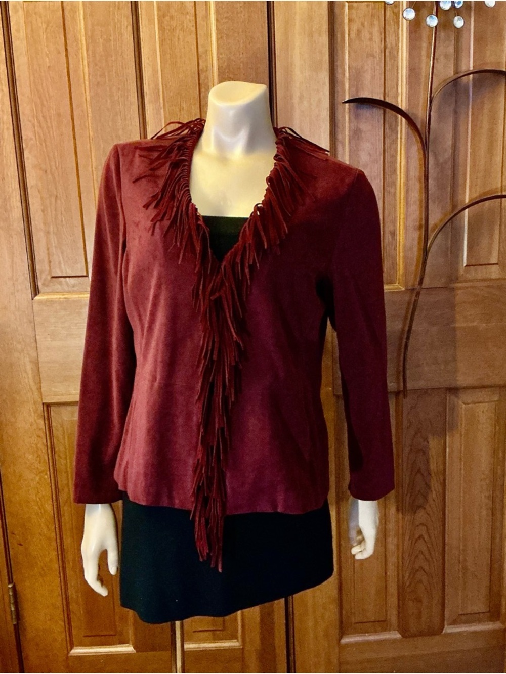 Norton McNaughton Burgundy Fringe Suede Jacket
